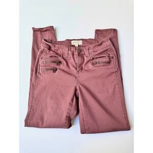 Jolt Cotton Light Burgundy Mid Rise Ankle Length Skinny Pants 1/25W